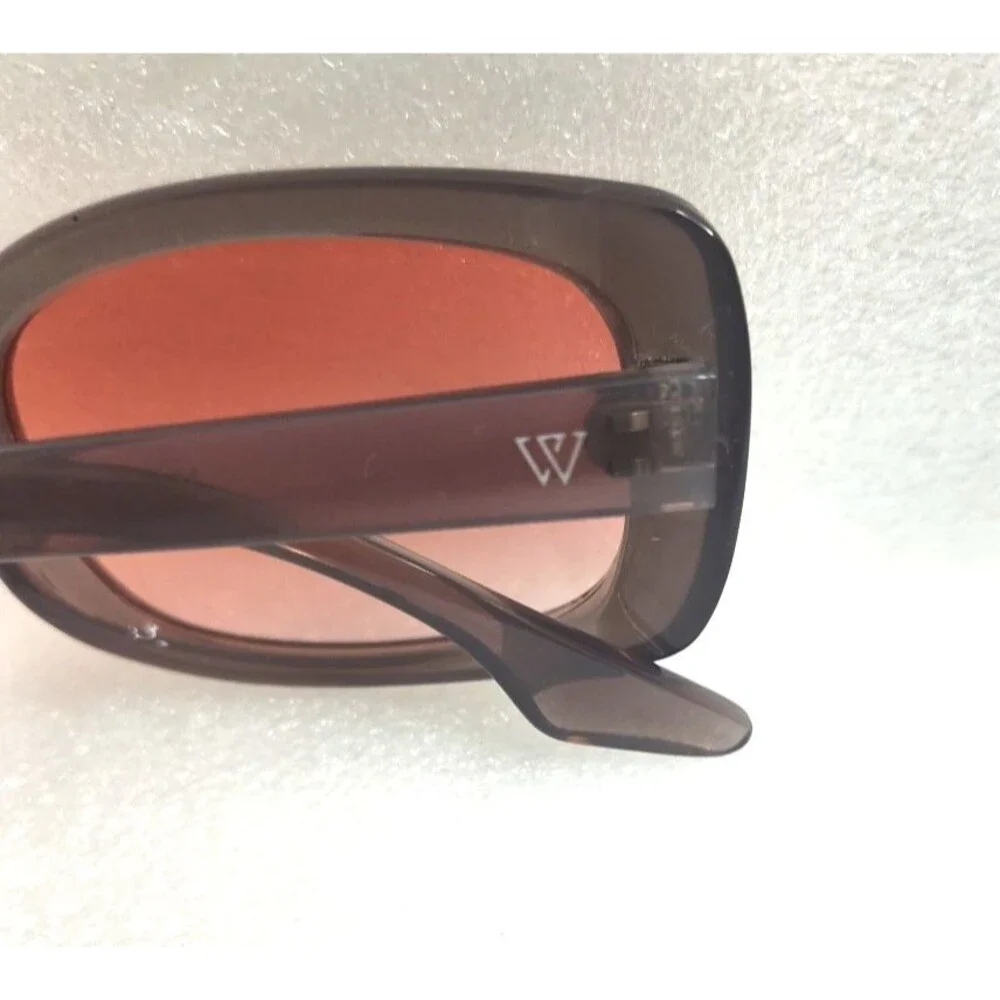 Men's Wolf Eyes Gray Rectangle Sunglasses Pink Gradient Lens & Case  53-22-150